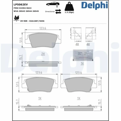 Abbildung von Bremsbelagsatz DELPHI LP5062EV