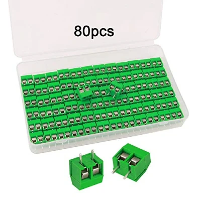 Abbildung von QitinDasen 80Pcs Premium 2 Pin PCB Mount Screw Terminal Block Set, 5.08mm Pitch Leiterplatten Schraubklemmenblock Steckverbinder (Grün, 10A / 300V)