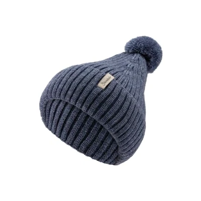 Abbildung von Sterntaler Strickmütze aus weichem Melange Garn Unisex Bommelmütze im Rippenstrick mit Umschlag Baby Wintermütze Mittelblau, 49