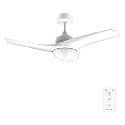 Abbildung von Cecotec Deckenventilator EnergySilence Aero 470. 55 W, Fernbedienung, 106 cm Durchmesser, 3 Klingen, Geschwindigkeiten, schwarze Winterfunktion (Durchmesser cm, Weiß)