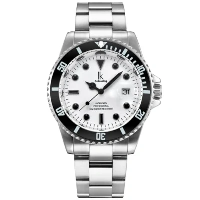 Abbildung von Alienwork Armbanduhr Herren Damen Silber Edelstahl Metallarmband Kalender Datum Weiss Leuchtzifferblatt Klassik Elegant