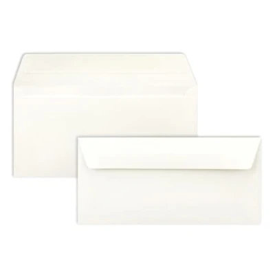 Abbildung von 50 Brief Umschläge DIN Lang Naturweiß 110 g/m² 11 x 22 cm sehr formstabil Haftklebung Qualitätsmarke: FarbenFroh by GUSTAV NEUSER