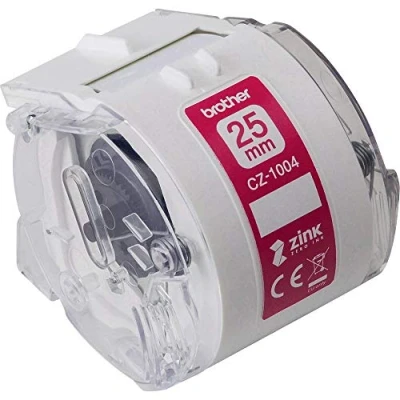Abbildung von Brother CZ 1004 Farbetikettenrolle, 25 mm breit, 5 m lang für Etikettendrucker VC 500W, weiß