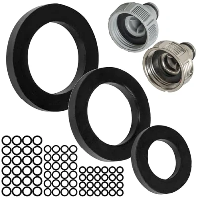 Abbildung von Ersatz Flachdichtungen Set, 75 Stück, für G 1/2&quot; 3/4&quot; 1&quot; Garten Stecksysteme, kompatibel mit Gardena 21, 26,5, 33,3 mm Hahnverbinder, Ø 19 x 11, 24 16, 30 20 mm, aus Gummi, Reparatur Dichtung