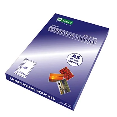 Abbildung von D.RECT Laminierfolien A5 80mic Heißlaminierfolien Glänzend Laminierfolie Verpackung 100 Stück, Folierfolien Transparent