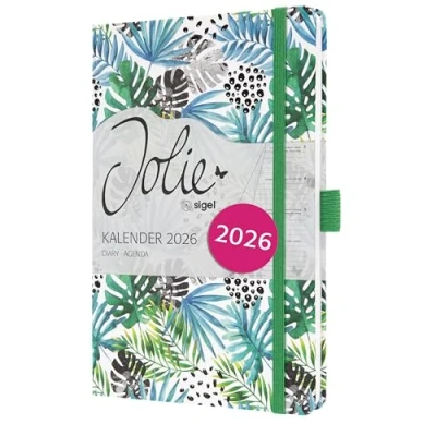 Abbildung von SIGEL J6355 Wochenkalender 2026 ca. A5, Green Jungle Fever, Hardcover, Gummiband, Stiftschlaufe, Einstecktasche, 174 Seiten, vegan, Buchkalender, Terminplaner Kalenderbuch Jolie