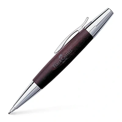 Abbildung von Faber Castell 138381 Drehbleistift e motion Birnbaum / Metall, Mine: 1,4 mm, inklusive Geschenkverpackung, Schaftfarbe: dunkelbraun silber