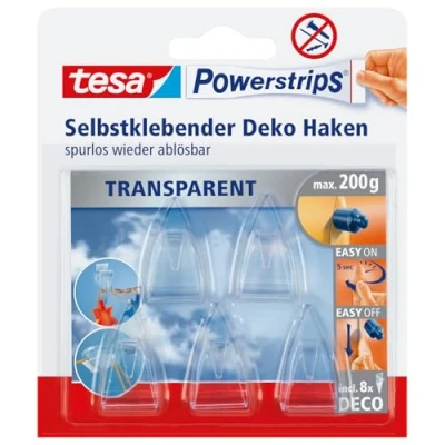 Abbildung von tesa Powerstrips DECO Haken SMALL Klebehaken für Deko an Glas und Spiegel bis zu 200 g Haltekraft