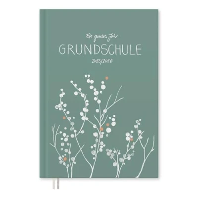 Abbildung von Eine der Guten Lehrerkalender 2025 2026, A4 Grundschulplaner, 1 Doppelseite pro Woche, Hardcover Schulplaner für Schuljahr 25/26, Mint Weiß mit Blumen, FSC Papier