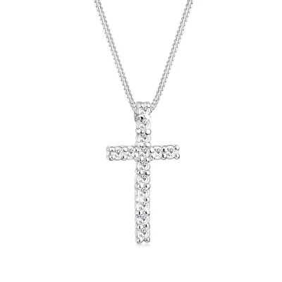 Abbildung von Elli Halskette Damen Kreuz Anhänger Elegant mit Kristallen aus 925 Sterling Silber