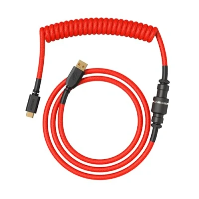 Abbildung von Glorious Gaming Premium Coiled Keyboard Cable Vergoldetes USB A (PC) auf C (Tastatur), Schutz vor Kabelsalat, doppelt geflochtene Ummantelung, 5 poliger Aviator Stecker Crimson Red