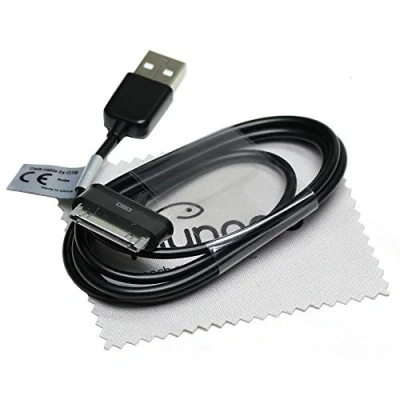 Abbildung von Daten Kabel Ladekabel USB kompatibel für Samsung ECC1DP0UBE passend Galaxy Tab/Galaxy Tab 2/Galaxy Note 10.1/schwarz mit mungoo Displayputztuch