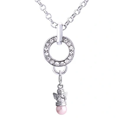 Abbildung von Morella Edelstahl Charms Halskette 70 cm mit Anhänger Schutzengel in Samtbeutel