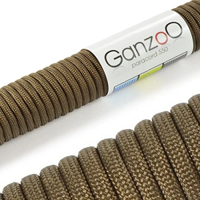 Abbildung von Ganzoo Paracord 550 Seil Dunkel Gold 4mm Schnur Typ 3, Nylon &amp; Polyester, ideal für Basteln von Hundeleine Halsband Armband/Camping Survival und Outdoor 30 Meter Allzweckseil 7 Innenstränge
