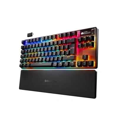 Abbildung von SteelSeries Apex Pro TKL Wireless Gen 3 HyperMagnetic Gaming Tastatur OmniPoint 3.0 Switches Anpassbares Ansprechverhalten Sofort einsetzbare Presets Rapid Tap/SOCD OLED UK QWERTY Layout