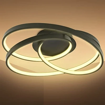 Abbildung von B.K.Licht LED Deckenlampe mit warmweißer Lichtfarbe, geschwungenes Design, 35 Watt, 4600 Lumen, Deckenleuchte, Lampe, Wohnzimmerlampe, Schlafzimmerlampe, Küchenlampe, 39x39,5x14,5 cm, Schwarz