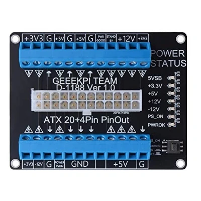 Abbildung von GeeekPi 24/20 pin ATX DC Netzteil Breakout Board Modul Adapter,Screw Terminal Block für Computer PC