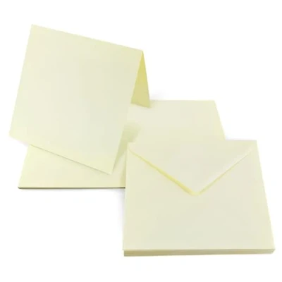 Abbildung von Netuno 25 Faltkarten + quadratische Umschläge 14 x cm Rainbow Creme Karten Set mit Brief Hüllen Karteikarten gefaltet Kartenpaket Klapp Umschlag quadratisch bunt