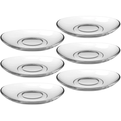 Abbildung von Leonardo Napoli Untertassen 6er Set, spülmaschinengeeignete Glas Unterteller für Kaffee und Latte Macchiato Gläser Set Ø 14 cm, 024204
