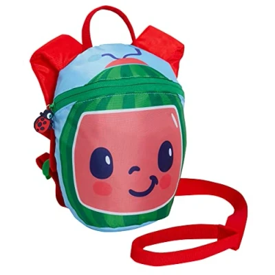 Abbildung von CoComelon Rucksack für Jungen und Mädchen, mit Zügel, abnehmbares Sicherheitsgeschirr, Kleinkinder, Kindergartentasche, Mini Rucksack, blau