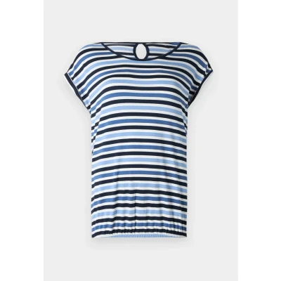 Abbildung von TOM Tailor Printed AND Striped Tshirt print, Damen, Größe: Large, Navy/flawless blue
