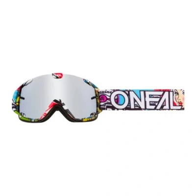 Abbildung von O&#039;NEAL Fahrrad &amp; Motocross Brille Kinder MX MTB DH Downhill Freeride Verstellbares Band, optimaler Komfort, perfekte Belüftung B 30 Youth Goggle Crank Schwarz Multi verspiegelt One Size