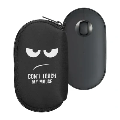 Abbildung von kwmobile Hülle kompatibel mit Logitech Pebble Mouse 2 M350s / M350 Neopren für PC Schutzhülle Computer Maus Tasche Weiß Schwarz