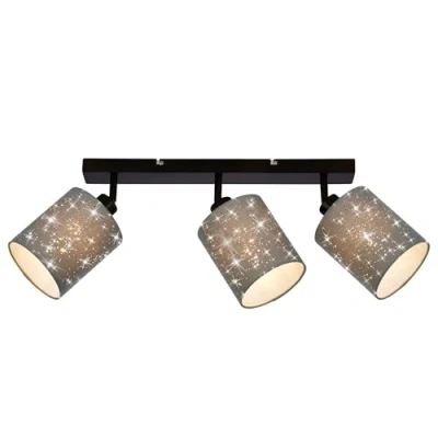 Abbildung von BRILONER Deckenlampe mit Sternenhimmel, schwenkbar, Lampenschirm aus Stoff, Deckenleuchte, Lampe, Wohnzimmerlampe, Schlafzimmerlampe, Küchenlampe, Flurlampe, 47,5x13x15,5 cm, Grau