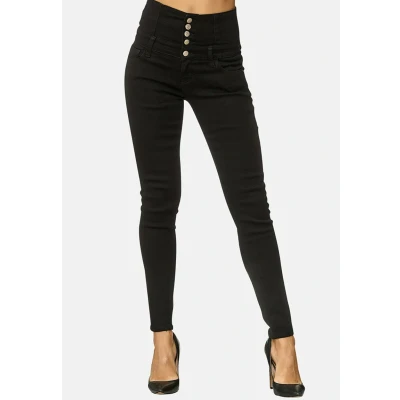 Abbildung von Elara Damen Jeans Stretch Skinny High Waist Chunkyrayan EL60 Schwarz 40 (L)