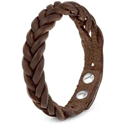 Abbildung von Simaru Lederarmband Herren, echtes Leder pflanzlich gegerbt, Geflochtenes Herrenarmband, Armband für Männer größenverstellbar (braun)
