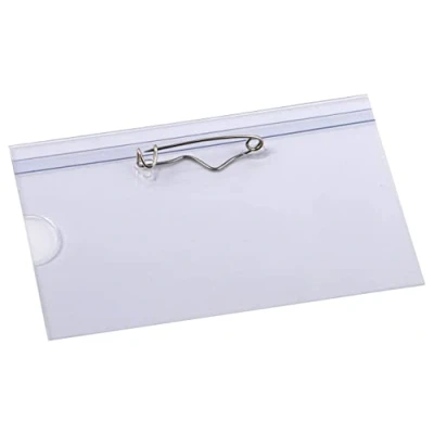 Abbildung von EUROPEL Kunststoff Namensschilder mit Ansteck Nadel 24 Stück 90 x 60 mm Ausweishüllen &amp; Namensschild Halter Blanko Einsteckschildern, farblos, 121264