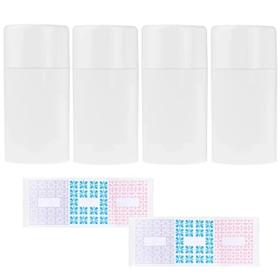 Abbildung von Kare &amp; Kind Leere Deodorant Behälter mit Kappe (4 Pack) 75 ml. Oben befüllbar Twist Mechanismus 10 beschreibbare Aufkleber Nachfüllbare Kosmetiktuben für Lippenbalsam, Parfum, Seife usw.