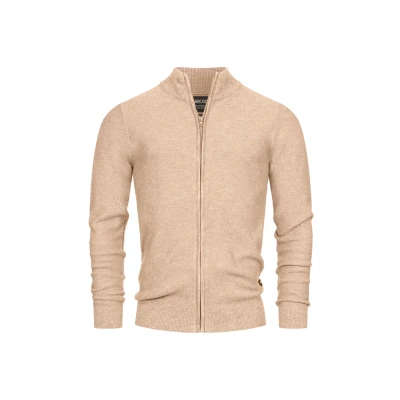 Abbildung von Indicode Herren INWestmoon Strickjacke mit Stehkragen Fein Strick Cardigan aus 100% Baumwolle Cornstalk S
