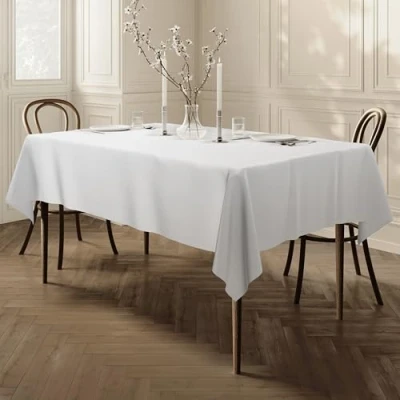 Abbildung von Qualitäts Tischdecke Textil Eckig 150 x 250 cm, Farbe wählbar (Weiß)