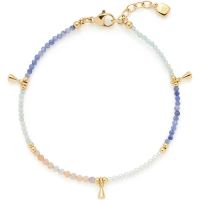 Abbildung von JEWELS BY LEONARDO Armband Ciao Babelli, Arm Schmuck aus goldfarbenem Edelstahl, pastellfarbene Natursteinchen und kleine Goldtropfen, 18 19,5 cm Länge, Damen, 024472
