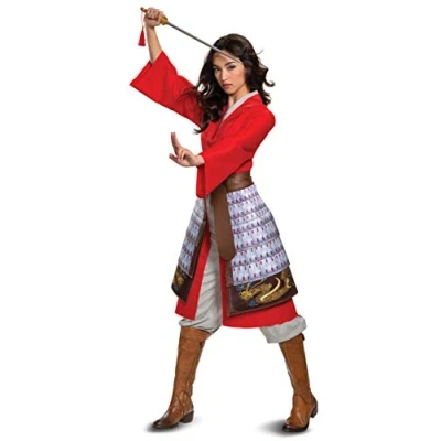 Abbildung von Disguise Damen Disney Mulan Hero Kleid Deluxe Erwachsenenkostüm, rot, Large (12 14) US