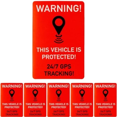 Abbildung von Aufkleber Set &quot;VEHICLE GPS TRACKING&quot;, 6 Stück, x 4 cm, selbstklebende Folie, außenklebend, Warnhinweis Sticker Innen und Außenbereich, Diebstahl Schutz Klebesticker, Hinweissticker alarmgesichert