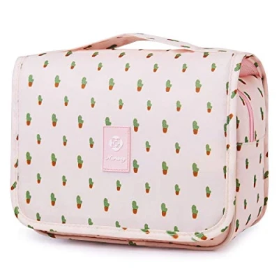 Abbildung von Kulturtasche Damen Gross Zum Aufhängen, Kulturbeutel für &amp; Herren Kosmetiktasche Waschtasche (Kaktus)