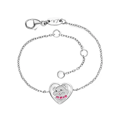 Abbildung von Engelsrufer Herzengel längenverstellbares Armband für Kinder aus Sterling Silber mit Anhänger Emaille Karabinerverschluss Ankerkette Länge: 16 cm