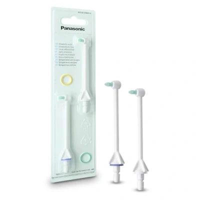 Abbildung von Panasonic WEW0984W303 orthodontische Ersatzdüse für 2 IN 1 Pflege mit Wasserstrahldüse &amp; Bürstenkopf,Düse Ultraschall,AIR und Reisemundduschen,Munddusche kieferorthopädische Geräte,2er Pack