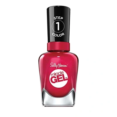 Abbildung von Sally Hansen Miracle Gel Nagellack ohne künstliches UV Licht Bordeaux Glow, Dunkelrot, mit intensiv glänzendem Finish, Nr. 555, (1 x 14,7 ml)