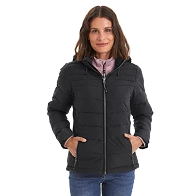 Abbildung von killtec Damen Jacke in Daunenoptik mit abzippbarer Kapuze Skane WMN Quilted JCKT A, schwarz, 38, 35615 000