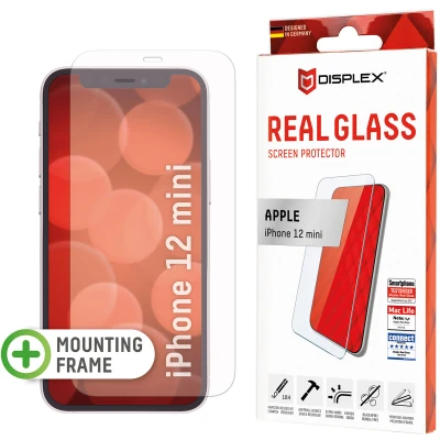 Abbildung von Apple iPhone 12 Mini Panzerglas Displex Real Glass 2D Bildschirmschutzfolie für das
