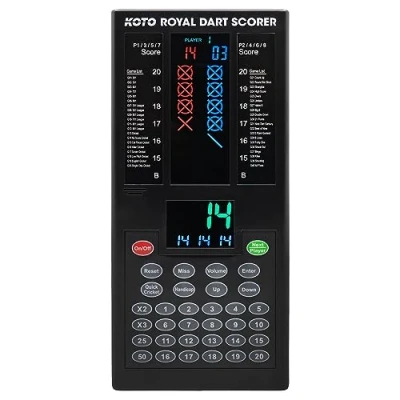 Abbildung von KOTO Royal Dart Scoreboard, Spiele, Anzeigetafel inkl. 32 Spielstandsanzeige &amp; Befestigungsmaterial, für 8 Spieler, Batteriebetrieben