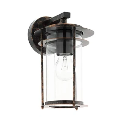 Abbildung von EGLO Außen Wandlampe Valdeo, 1 flammige Außenleuchte, Wandleuchte aus verzinktem Stahl, Farbe: Kupferfarben antik, Glas: klar, Fassung: E27, IP44, 16.5 x 20 27.5 cm
