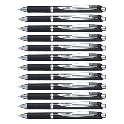 Abbildung von Pentel BLP77 AX EnerGel Xm Dokument mit Druckmechanik Wasserfeste, 12 Stück, schwarz