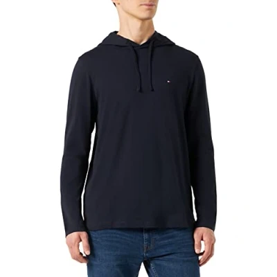 Abbildung von Tommy Hilfiger Herren Langarmshirt mit Kapuze , Blau (Desert Sky), S