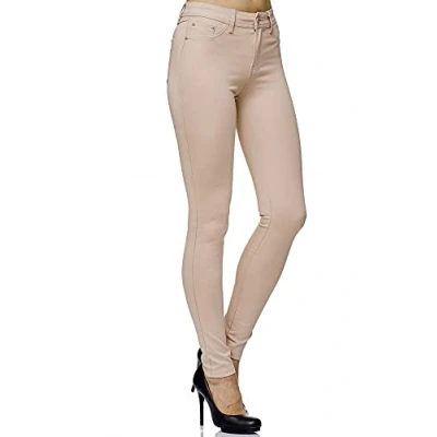 Abbildung von Elara Damen Stretch Hose Skinny Fit Jegging Chunkyrayan H15 Beige 40 (L)
