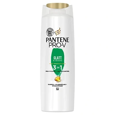 Abbildung von Pantene Pro V Glatt &amp; Seidig 3 In 1 Shampoo + Pflegespülung Intensivpflege, Formel Antioxidantien, Für widerspenstiges Haar, 250ML