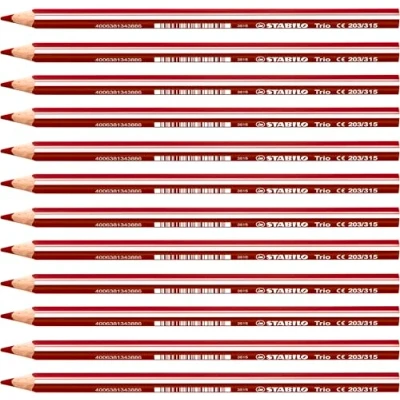 Abbildung von Dreikant Buntstift STABILO Trio dick 12er Pack kirschrot